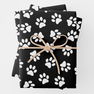 Pattern Of Paws, Dog Paws, White Paws Wrapping Paper Sheets