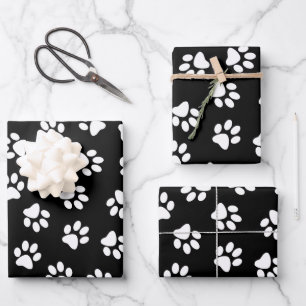 Pattern Of Paws, Dog Paws, White Paws Wrapping Paper Sheets