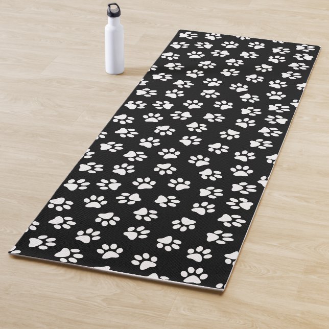 Pattern Of Paws, Dog Paws, White Paws Yoga Mat (In Situ)