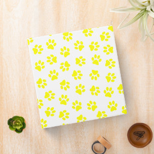 Pattern Of Paws, Dog Paws, Yellow Paws 3 Ring Binder