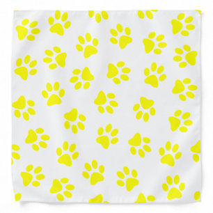 Pattern Of Paws, Dog Paws, Yellow Paws Bandana