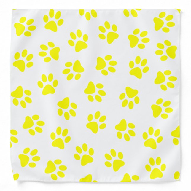 Pattern Of Paws, Dog Paws, Yellow Paws Bandana (Front)