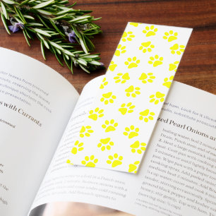 Pattern Of Paws, Dog Paws, Yellow Paws Bookmarks