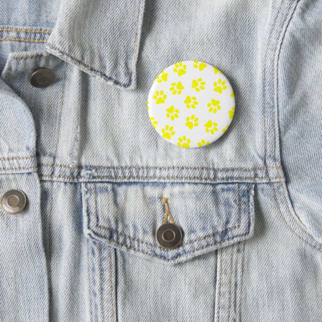 Pattern Of Paws, Dog Paws, Yellow Paws Button (In Situ)