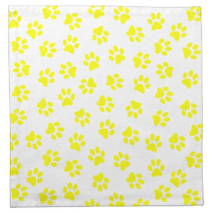 Pattern Of Paws, Dog Paws, Yellow Paws Cloth Napkin