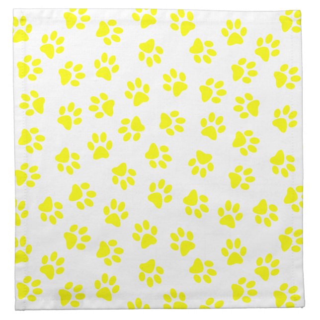 Pattern Of Paws, Dog Paws, Yellow Paws Cloth Napkin (Front)