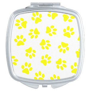 Pattern Of Paws, Dog Paws, Yellow Paws Compact Mirror