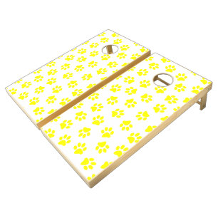 Pattern Of Paws, Dog Paws, Yellow Paws Cornhole Set