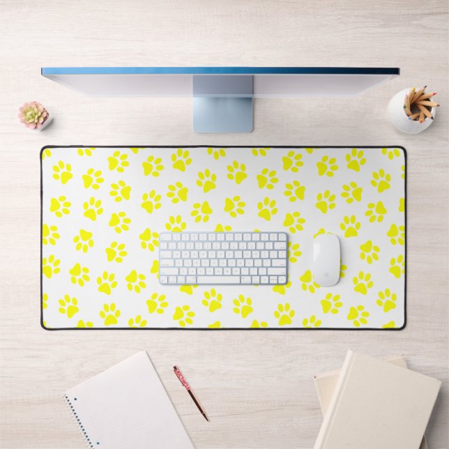 Pattern Of Paws, Dog Paws, Yellow Paws Desk Mat (Office 1)