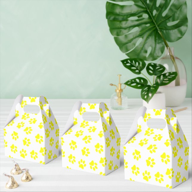 Pattern Of Paws, Dog Paws, Yellow Paws Favor Boxes (Multiple)