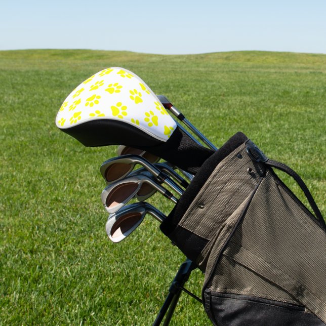 Pattern Of Paws, Dog Paws, Yellow Paws Golf Head Cover (In Situ)