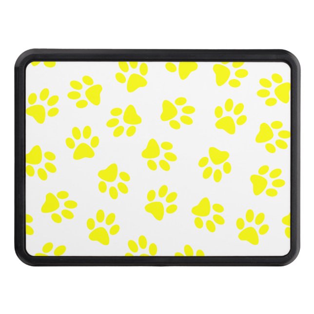 Pattern Of Paws, Dog Paws, Yellow Paws Hitch Cover (Front)