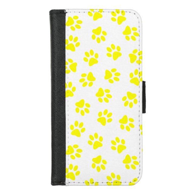 Pattern Of Paws, Dog Paws, Yellow Paws iPhone Wallet Case (Front)