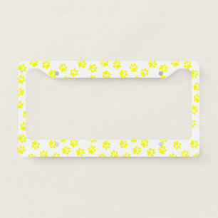 Pattern Of Paws, Dog Paws, Yellow Paws License Plate Frame