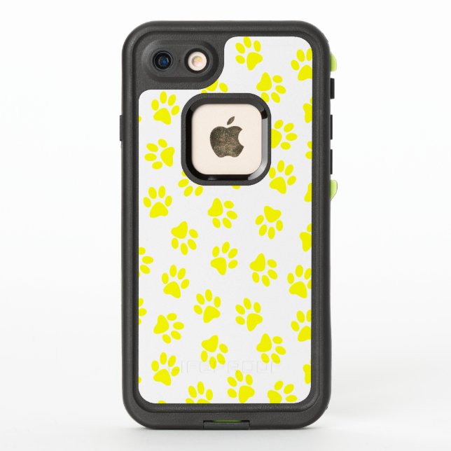 Pattern Of Paws, Dog Paws, Yellow Paws LifeProof iPhone Case (Back)