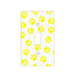 Pattern Of Paws, Dog Paws, Yellow Paws Light Switch Cover