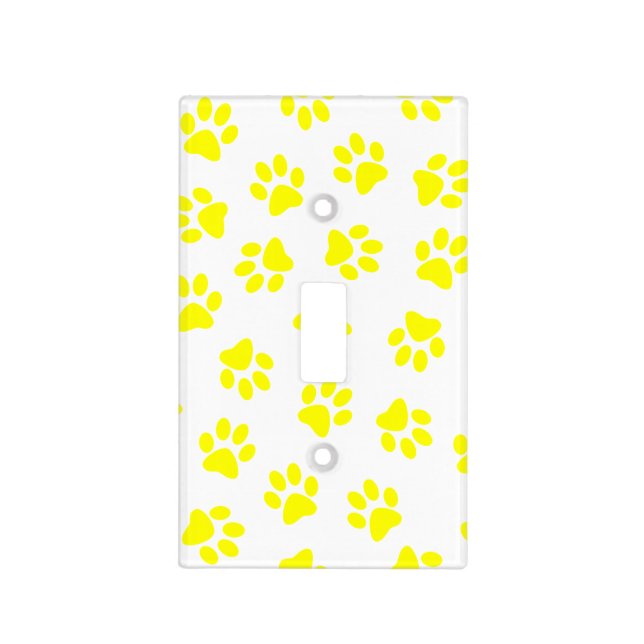 Pattern Of Paws, Dog Paws, Yellow Paws Light Switch Cover (Front)