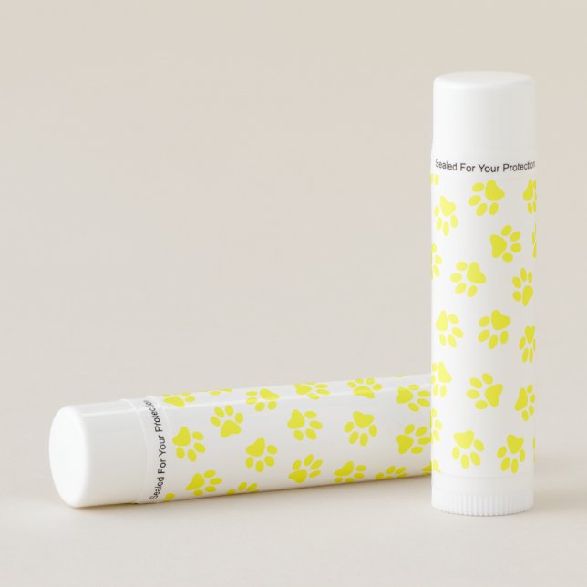 Pattern Of Paws, Dog Paws, Yellow Paws Lip Balm (Front)