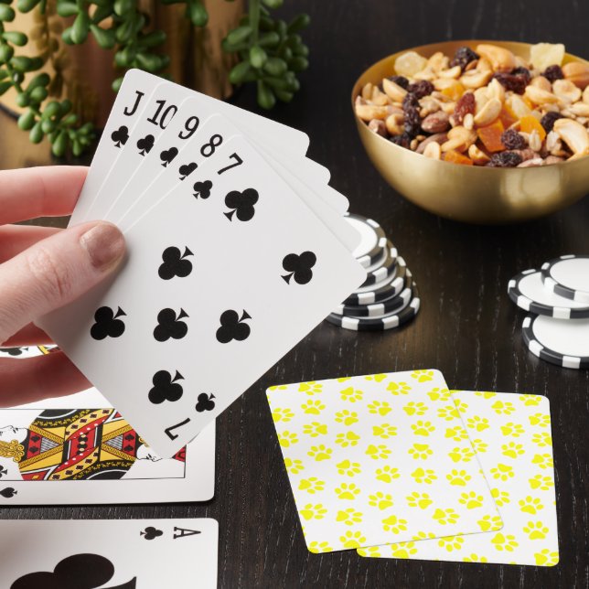 Pattern Of Paws, Dog Paws, Yellow Paws Poker Cards (In Situ)