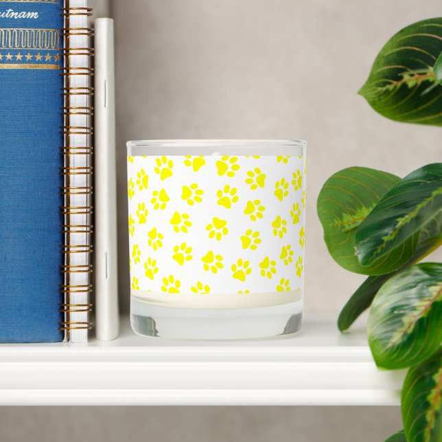 Pattern Of Paws, Dog Paws, Yellow Paws Scented Candle (Shelf)
