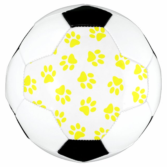 Pattern Of Paws, Dog Paws, Yellow Paws Soccer Ball (Front)
