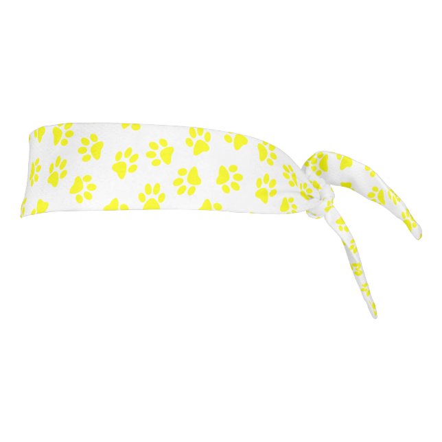 Pattern Of Paws, Dog Paws, Yellow Paws Tie Headband (Rotate 90)