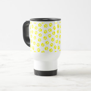 Pattern Of Paws, Dog Paws, Yellow Paws Travel Mug