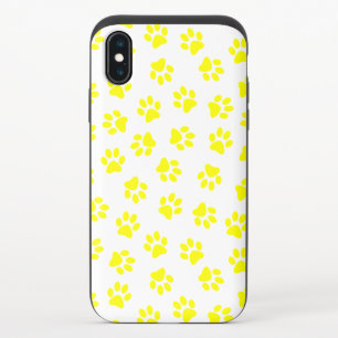 Pattern Of Paws, Dog Paws, Yellow Paws iPhone XS Slider Case