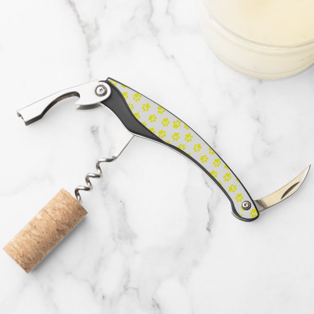 Pattern Of Paws, Dog Paws, Yellow Paws Waiter's Corkscrew (Front)