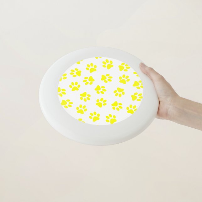 Pattern Of Paws, Dog Paws, Yellow Paws Wham-O Frisbee (In Hand)