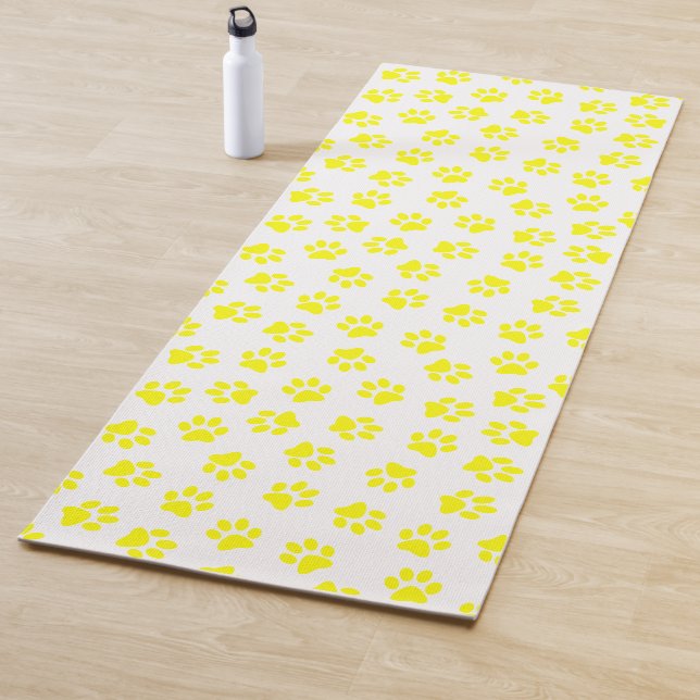 Pattern Of Paws, Dog Paws, Yellow Paws Yoga Mat (In Situ)