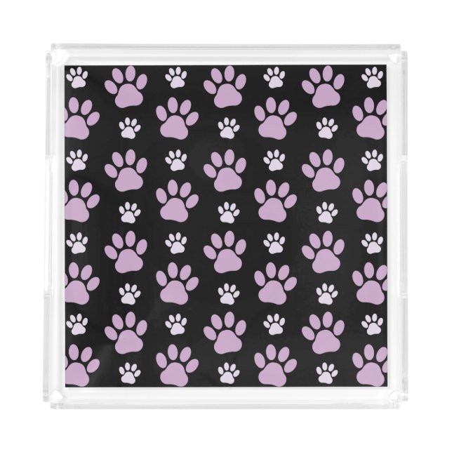 Pattern Of Paws, Lilac Paws, Dog Paws, Paw Prints Acrylic Tray (Front)