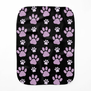 Pattern Of Paws, Lilac Paws, Dog Paws, Paw Prints Baby Burp Cloth