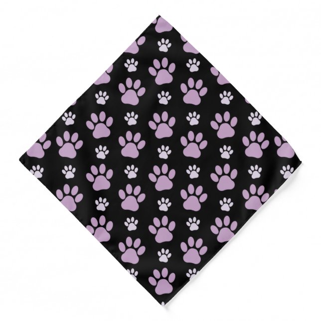Pattern Of Paws, Lilac Paws, Dog Paws, Paw Prints Bandana (Front)