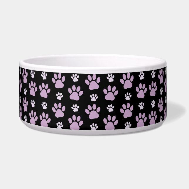 Pattern Of Paws, Lilac Paws, Dog Paws, Paw Prints Bowl (Front)