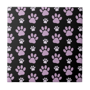 Pattern Of Paws, Lilac Paws, Dog Paws, Paw Prints Ceramic Tile