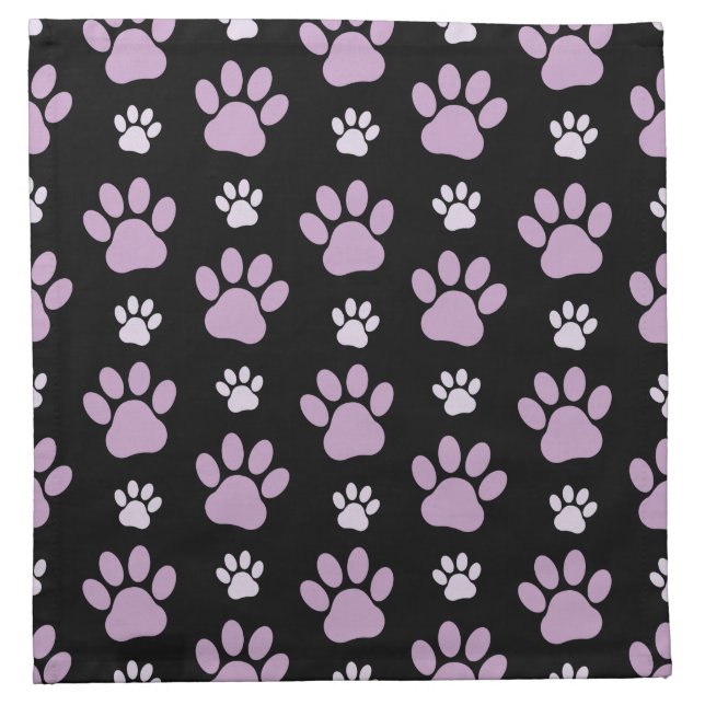 Pattern Of Paws, Lilac Paws, Dog Paws, Paw Prints Cloth Napkin (Front)