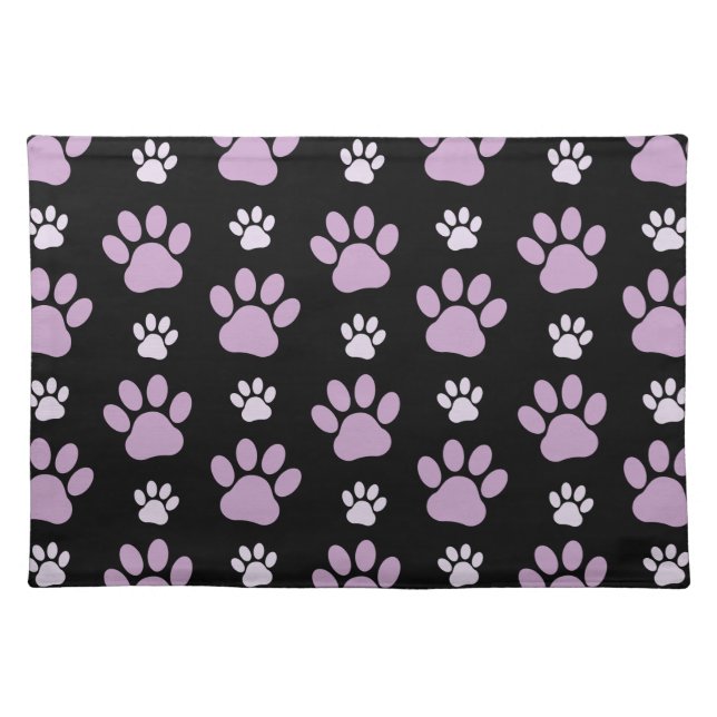 Pattern Of Paws, Lilac Paws, Dog Paws, Paw Prints Cloth Placemat (Front)