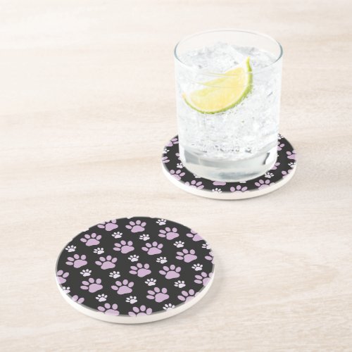 Pattern Of Paws Lilac Paws Dog Paws Paw Prints Coaster