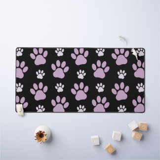 Pattern Of Paws, Lilac Paws, Dog Paws, Paw Prints Desk Mat
