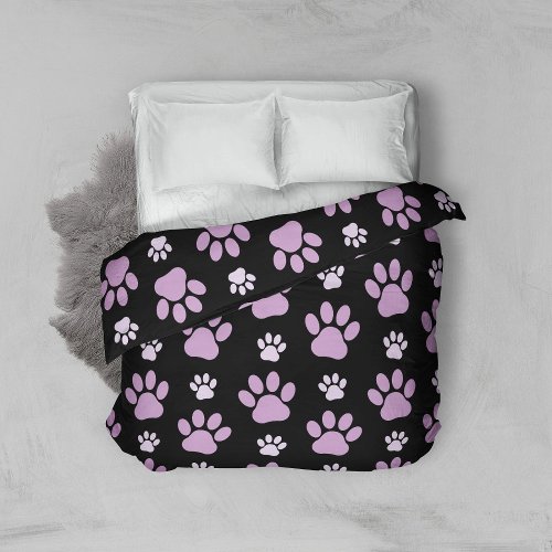 Pattern Of Paws Lilac Paws Dog Paws Paw Prints Duvet Cover
