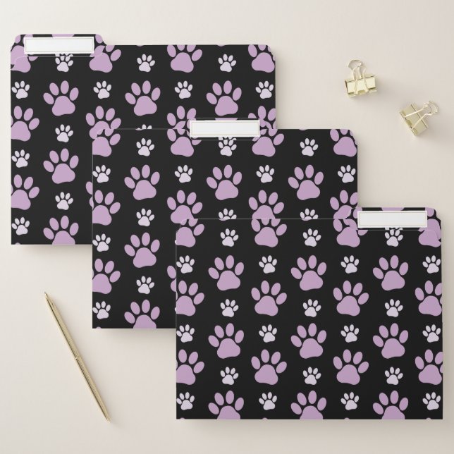 Pattern Of Paws, Lilac Paws, Dog Paws, Paw Prints File Folder (Set)