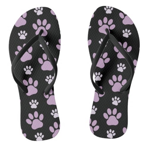 Pattern Of Paws Lilac Paws Dog Paws Paw Prints Flip Flops