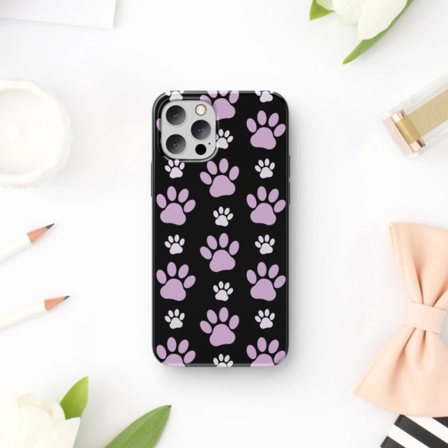Pattern Of Paws, Lilac Paws, Dog Paws, Paw Prints iPhone Case (Creator Uploaded)