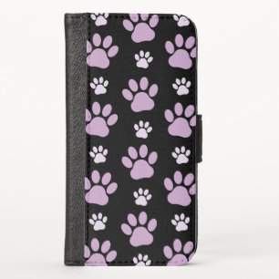 Pattern Of Paws, Lilac Paws, Dog Paws, Paw Prints iPhone X Wallet Case