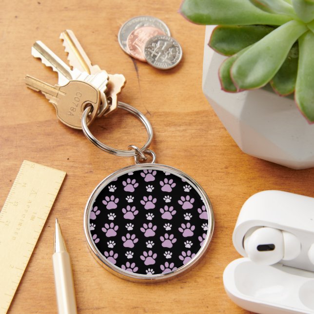 Pattern Of Paws, Lilac Paws, Dog Paws, Paw Prints Keychain (Desk)