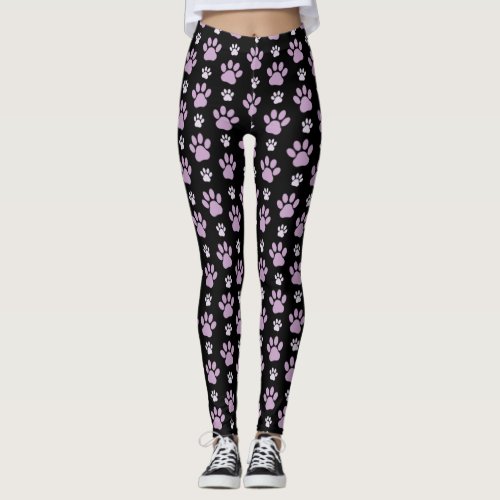 Pattern Of Paws Lilac Paws Dog Paws Paw Prints Leggings