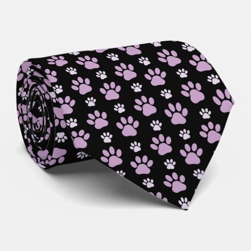 Pattern Of Paws Lilac Paws Dog Paws Paw Prints Neck Tie