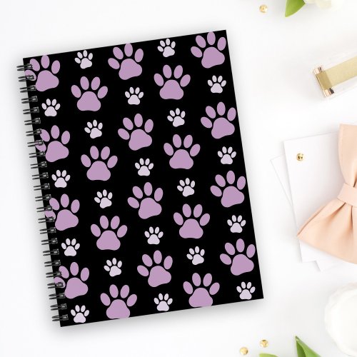 Pattern Of Paws Lilac Paws Dog Paws Paw Prints Notebook