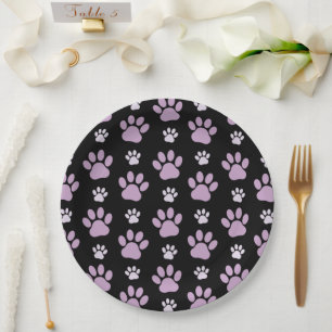 Pattern Of Paws, Lilac Paws, Dog Paws, Paw Prints Paper Plates